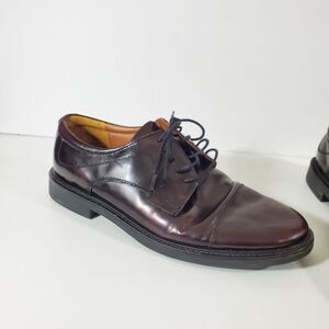 Johnston Murphy Oxford Shoes 9.5 M Minzer Dark Burgundy Lace Up 20-1253 Cap Toe